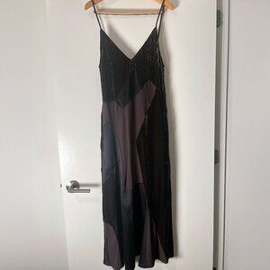 ZARA Studio AW21 Patchwork Velvet & Satin Slip Dress — Maxi, Spaghetti Straps, O